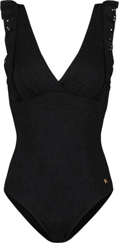 Beachlife - Maat 75B - Black Embroidery ruches badpak - dames