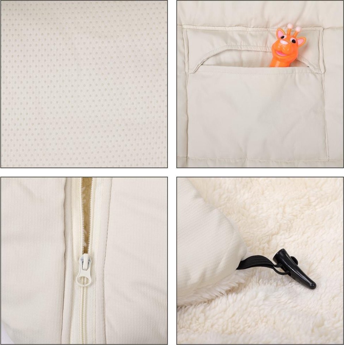 Monzana Kinderwagen Voetenzak Beige | Teddy | Maxi-Cosi | met Opbergtas