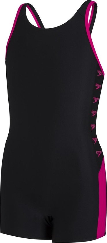 Speedo Maat 176  Boom Logo Splice Legsuit Badpak Meisjes - Zwart Roze