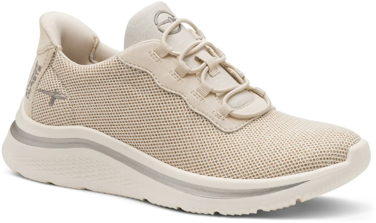 sneaker, mesh, beige, laag model, veteren