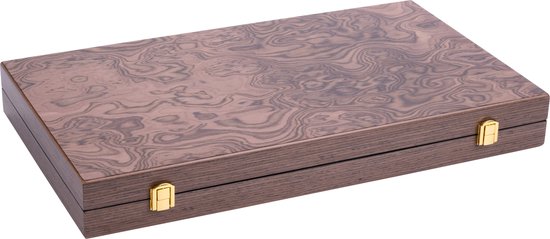Backgammon 18 Inch – Ingelegd Walnoot Hout – Luxe Koffer van Walnoot – Strategisch Bordspel & Reisspel – Engelhart