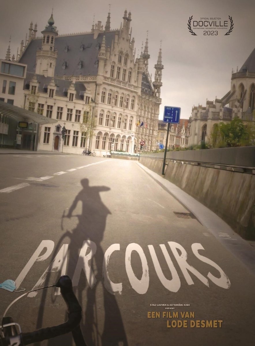 parcours, straat, fiets, schaduw, poster