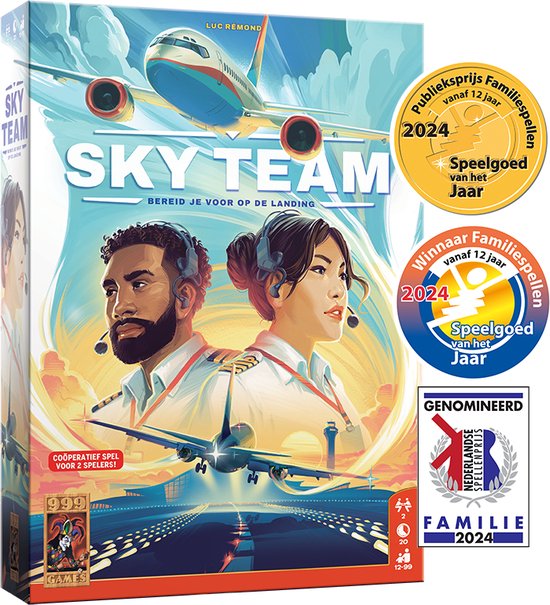 999 Games - Sky Team - Bordspel - Voor 2 spelers - Winnaar Speelgoed van het Jaar - Coöperatief spel