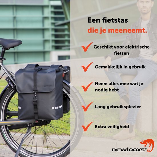 zadeltas, fietstas, schijf, kabelloze, black