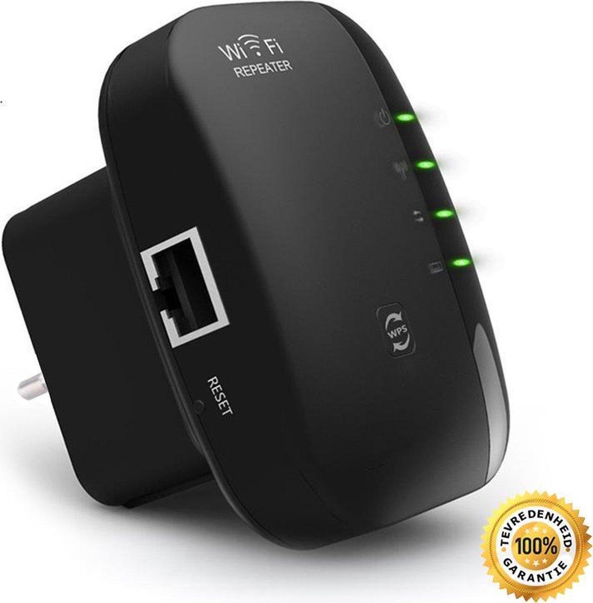 WiFi Versterker stopcontact - Zwart- Wifi Repeater - 300Mbps - Draadloos - Overal internet - Signaal