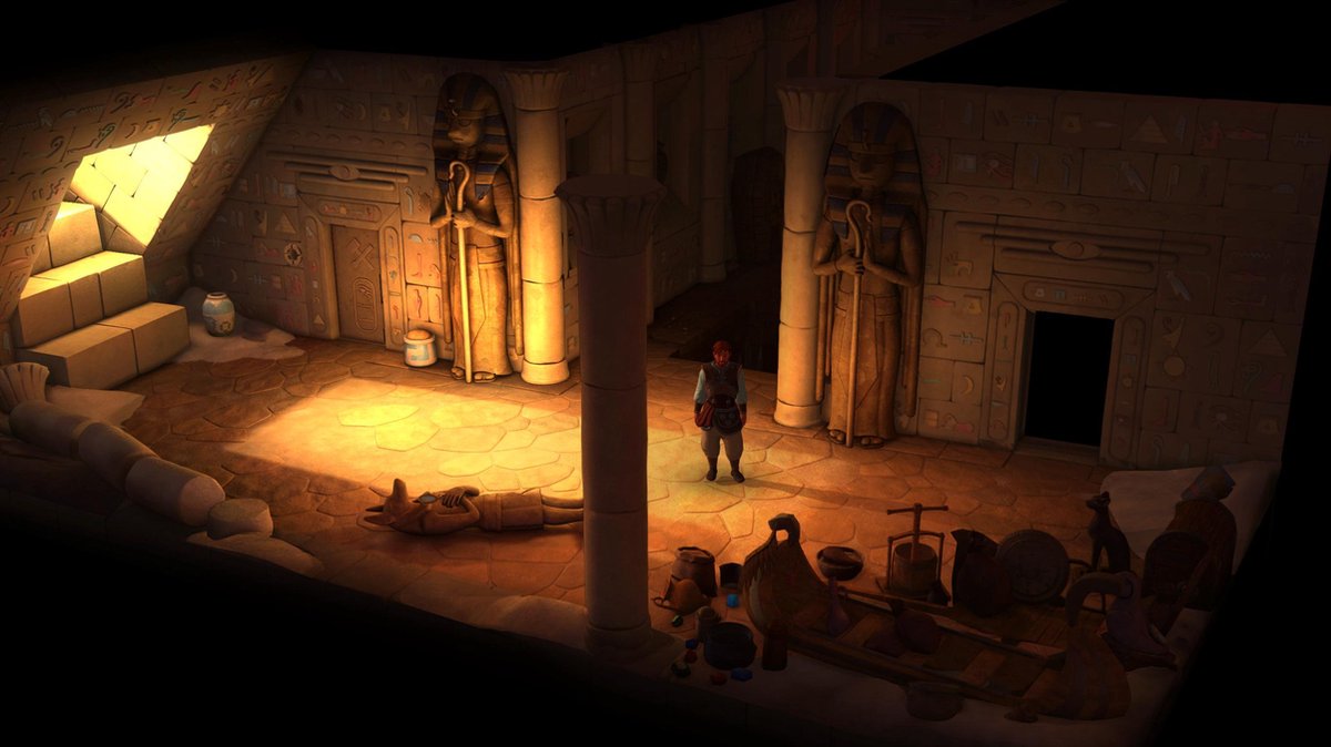 ancient temple, statues, avonturenspel, vlamlicht, personage standing