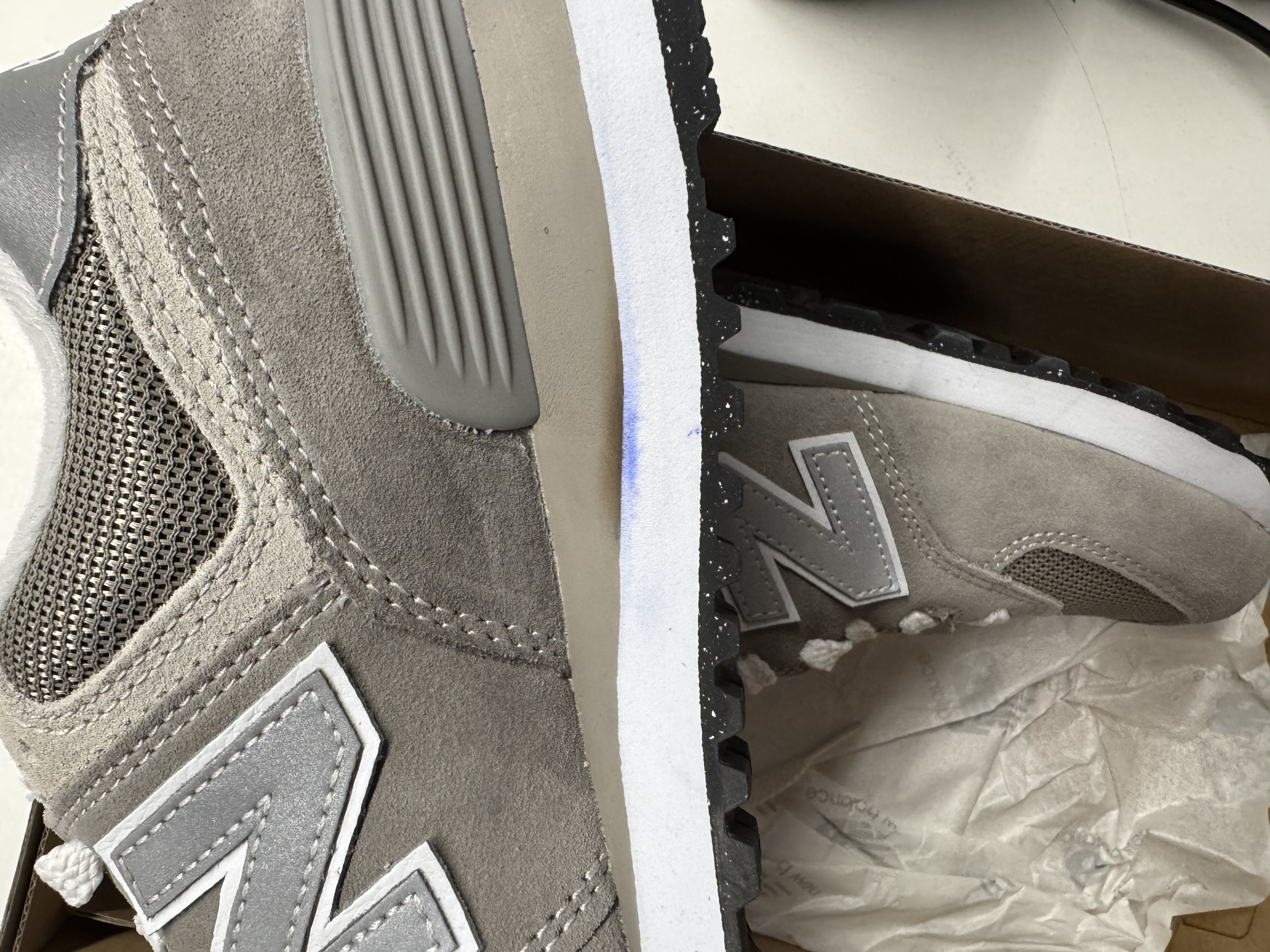 sneaker, grijs, suede, mesh, zool
