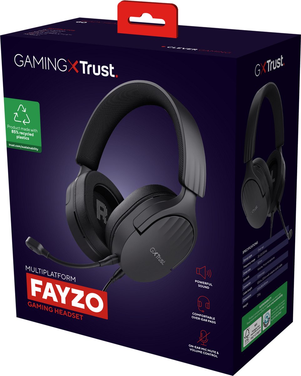 Trust GXT 489 Fayzo - Gaming Headset - Multiplatform - geschikt voor PS4/PS5 - 3.5mm - Zwart