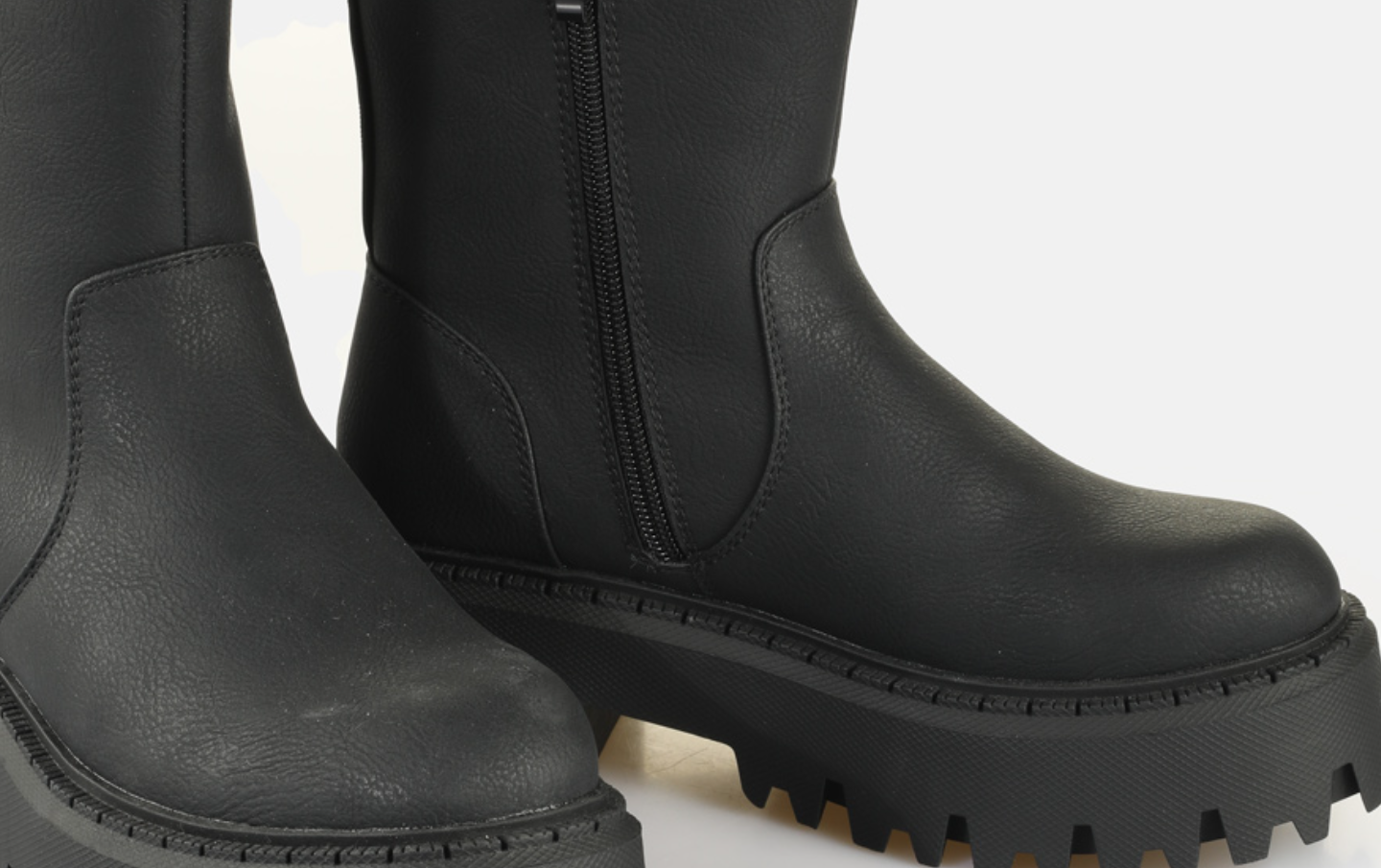 boots, black, zipper, platform, chunky sole