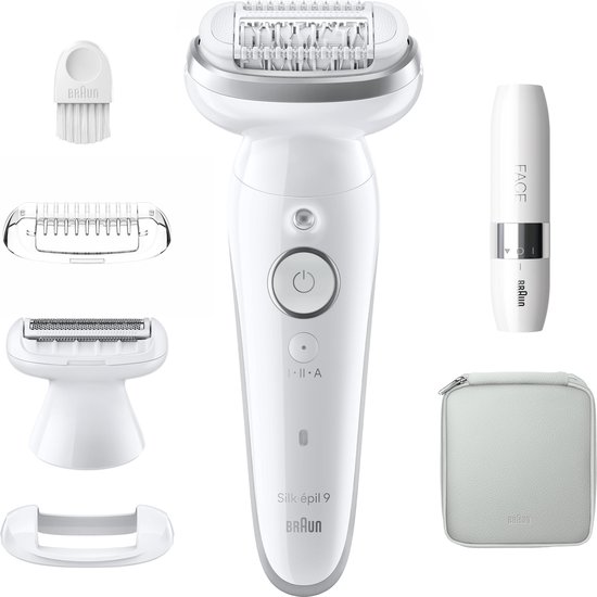 Braun Silk·épil 9 - Epilator Voor Eenvoudige Ontharing - Langdurig Gladde Huid - 9-041 - Wit/Zilver