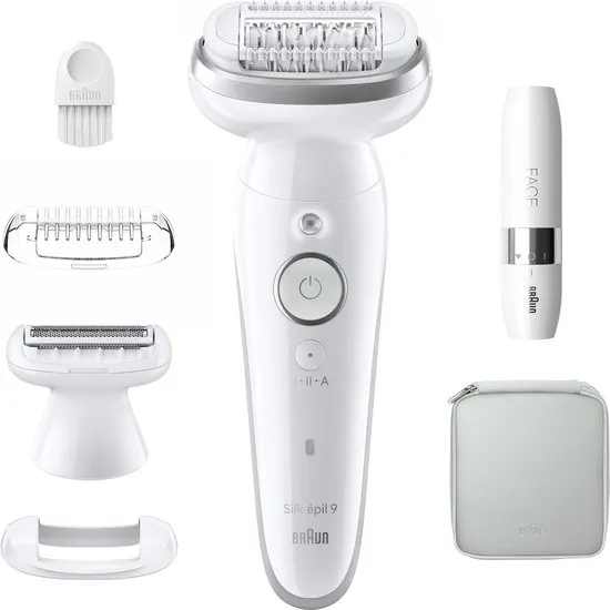 Braun Silk·épil 9 - Epilator Voor Eenvoudige Ontharing - Langdurig Gladde Huid - 9-041 - Wit/Zilver