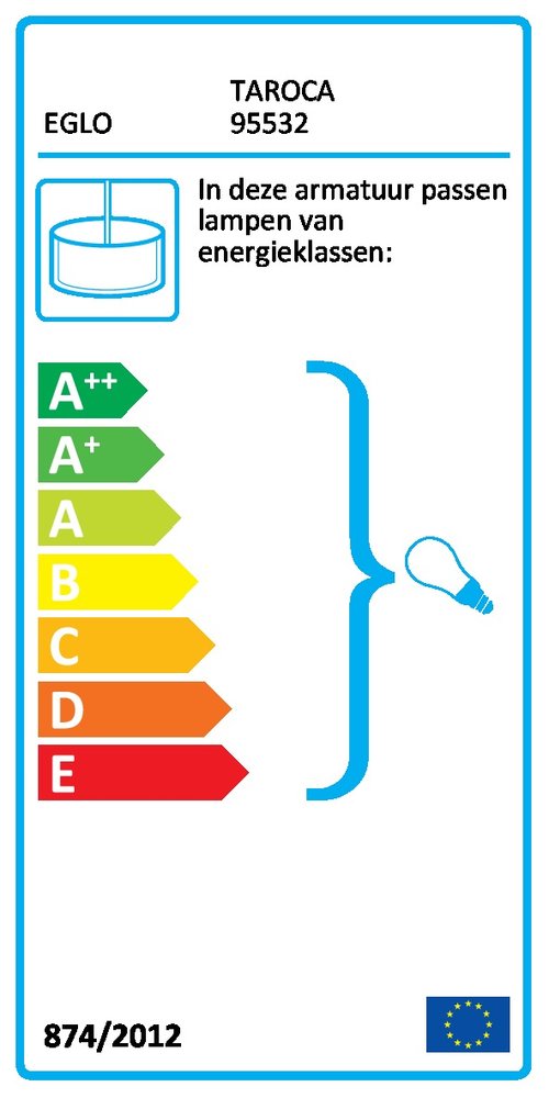 EGLO Taroca - Hanglamp - 1 Lichts - Chroom - Wit Gelakt