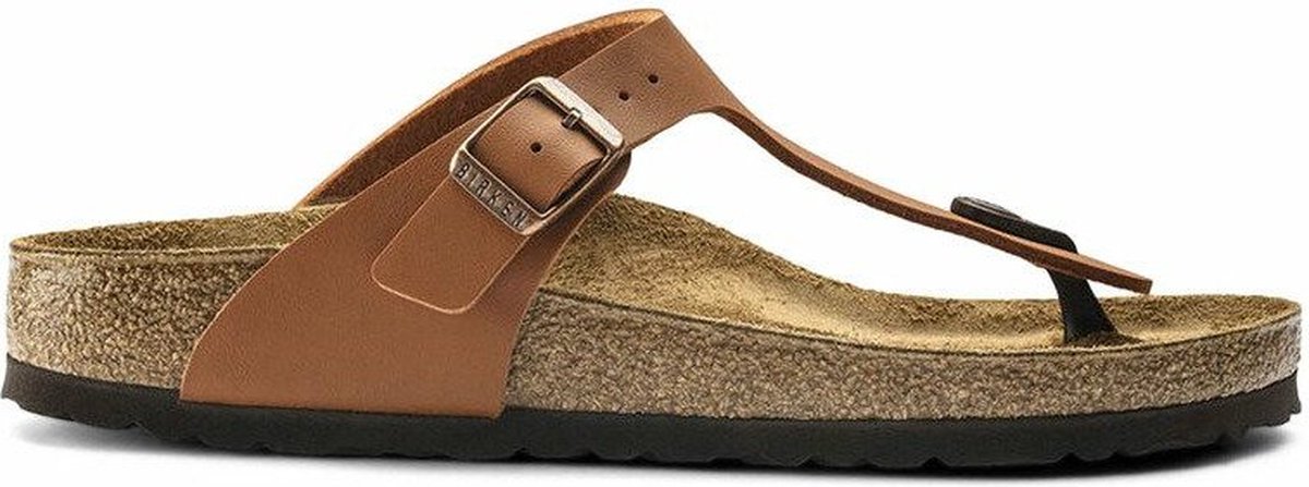 sandal, leder, bruine kleur, kruisstaps, rubberzool