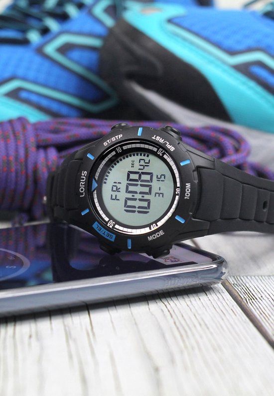 horloge, digital, rugged, bracelet, black