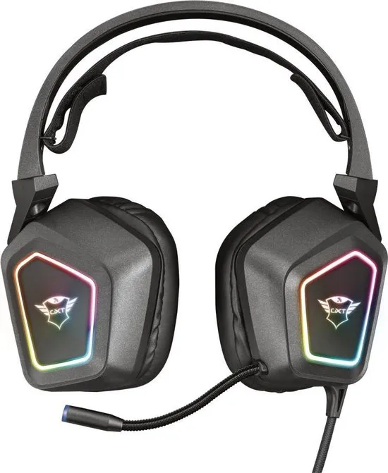 Trust GXT 450 Blizz 7.1 Gaming Headset RGB verlichting PC Surround sound USB Zwart