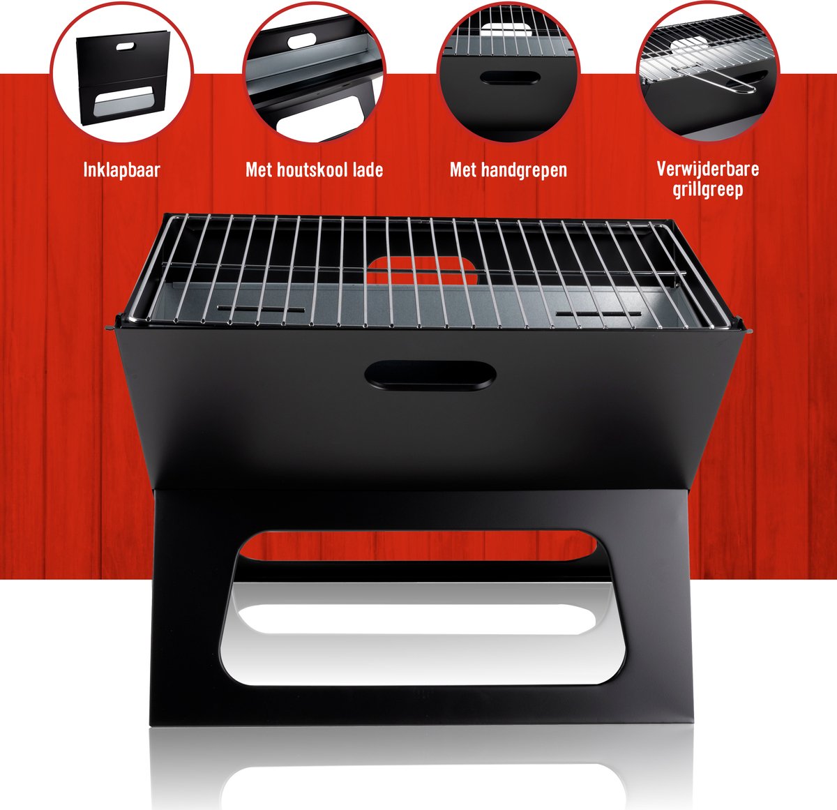 BBQ Collection Barbecue - BBQ - Draagbaar - Opvouwbaar - losse Vuurschaal en Grillrooster - Zwart