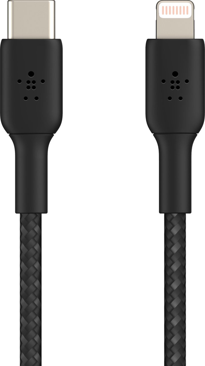 Belkin Braided iPhone Lightning naar USB-C kabel - 2m - zwart