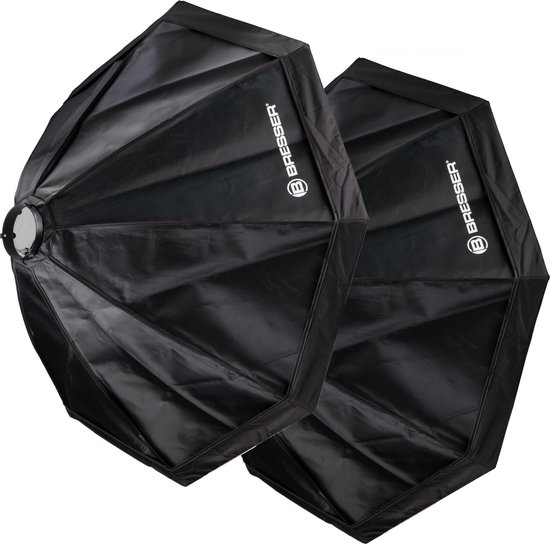 Bresser Fotostudio Set - BR-80SL - 2 x COB LED-Lamp 80W - 2x Octabox 95cm - 2x Lampstatief 200cm - I