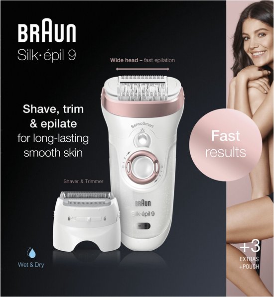 Braun Silk-épil 9 9-720 Wit/Roségoud - Epilator
