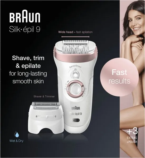 Braun Silk-épil 9 9-720 Wit/Roségoud - Epilator