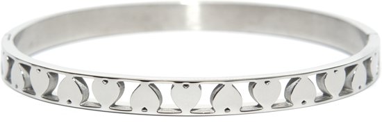 CO88 Collection Sense Stalen Bangle met Hartjes - One-size (60x50x6 mm)