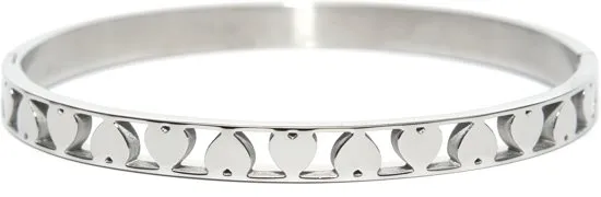 CO88 Collection Sense Stalen Bangle met Hartjes - One-size (60x50x6 mm)