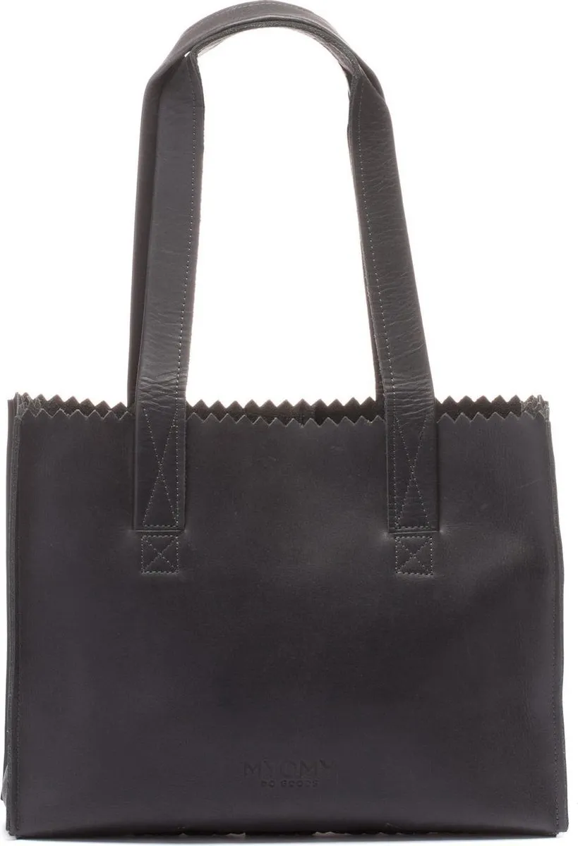 tote bag, black, leder, stiksels, minimal