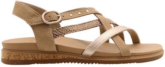 sandal, open-toe, flat sandal, strappy, beige