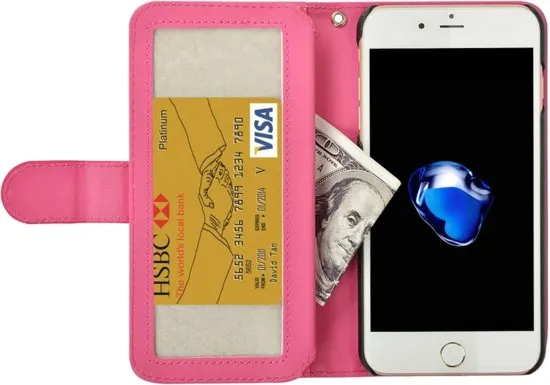 Koopjeshoek - iPhone 7+/8.1 - Flip cover - Lederen hoesje met Card Slots &amp; portemonnee &amp; Lan