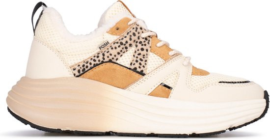 Posh by Poelman - maat 37- WAVY Dames Sneaker - Beige met combinatie