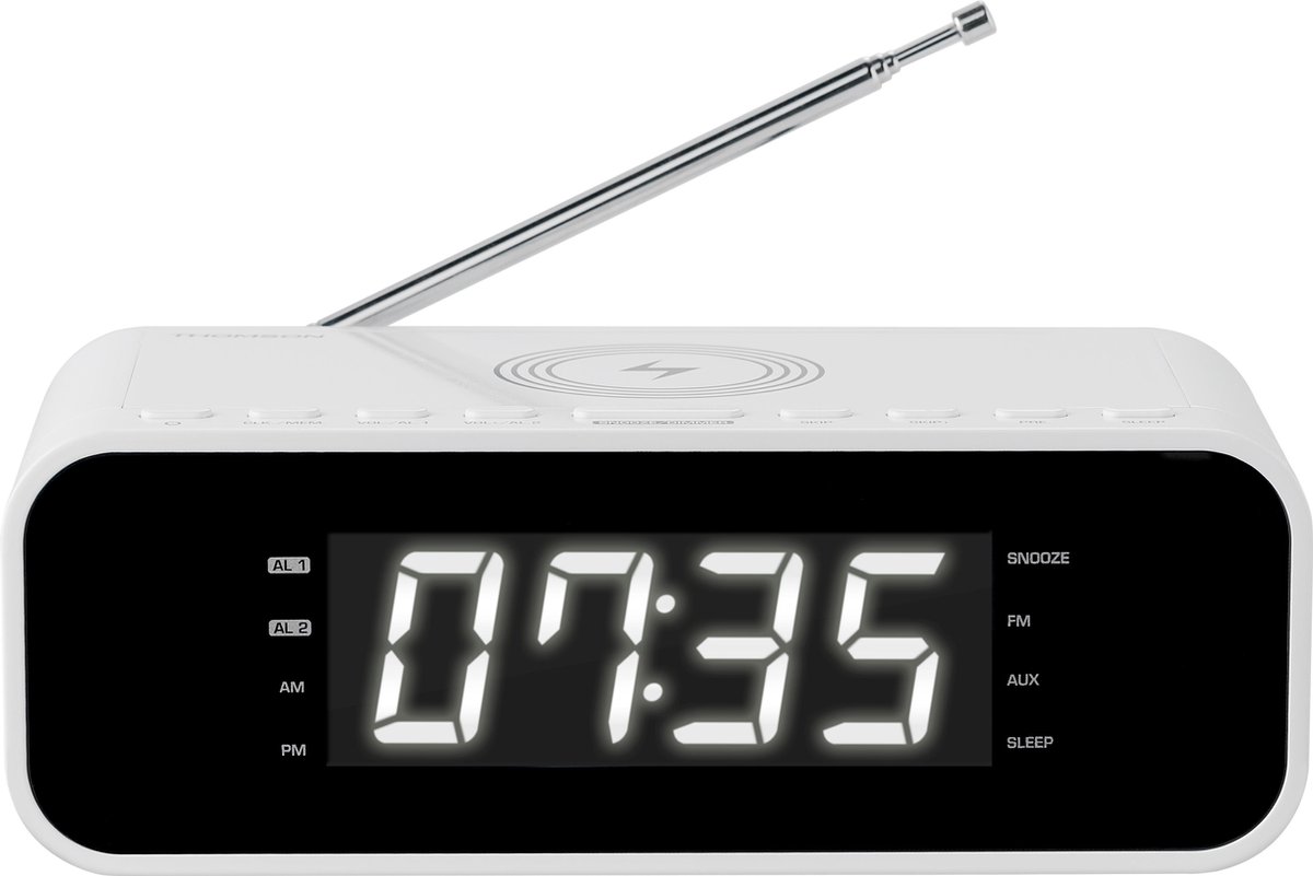 CR221I - Wekkerradio - Dubbel alarm - Inductie Telefoon oplader - Wit | DGM Outlet