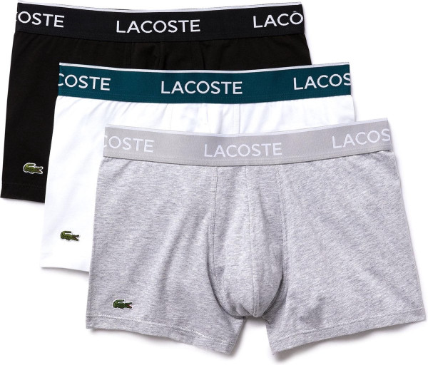 Lacoste - Maat XS - Heren 3-pack Trunk - Zwart/Grijs/Wit/Blauw