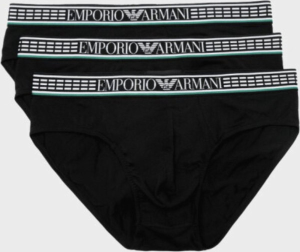 Emporio Armani Maat L Silver Fit Organic 3P Brief Mannen Onderbroek - Black