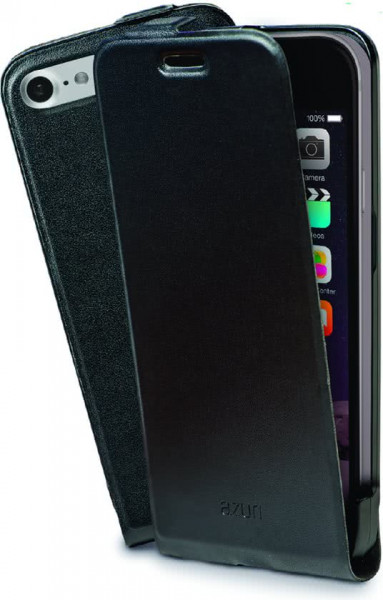 Azuri flip case met kaarthouder in smooth PU leather - zwart - voor Apple iPhone 7