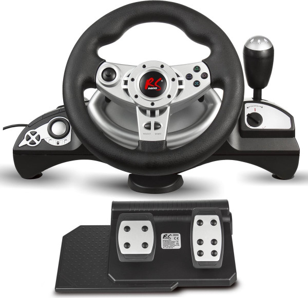 NanoRS RS700 Gaming racestuur 270 ° stuurbereik versnellingspook gas- en rempedaaltrillingen 8 in 1