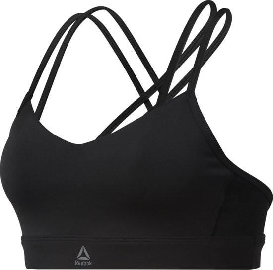 Reebok Hero Strappy Padded Bra Dames Sportbeha - Black - Maat L