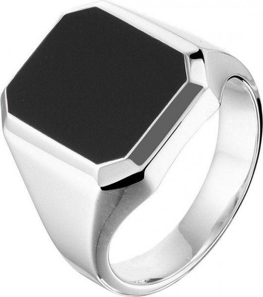 The Jewelry Collection Zegelring Onyx - Zilver - Maat 18.80