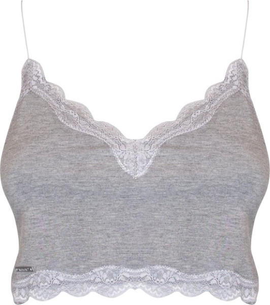 MAGIC Bodyfashion maat S Cozy Crop Top Heather Grey Vrouwen