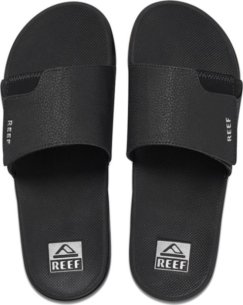 Reef Fanning - 47 - Slideblack/Silver Heren Slippers - Zwart/Zilver - Maat 47