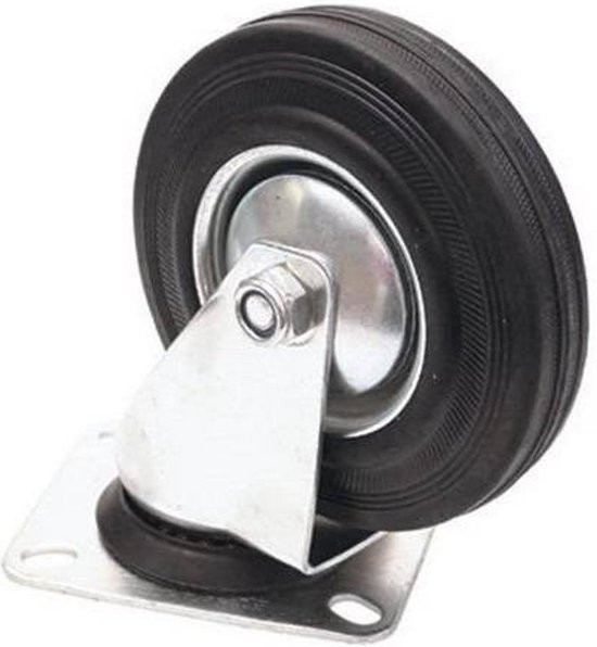 Zwenkwiel/transportwiel rubber zwart - 75mm - Tot 50 kg draagkracht