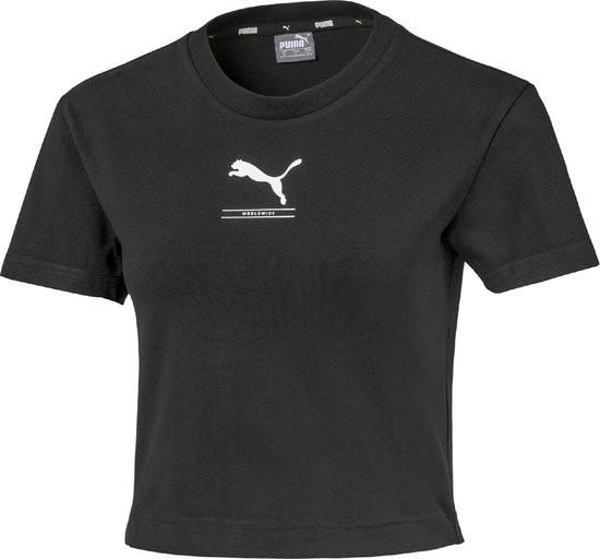 PUMA Nu Tility Fitted Tee Dames Sportshirt - maat L - Puma Black