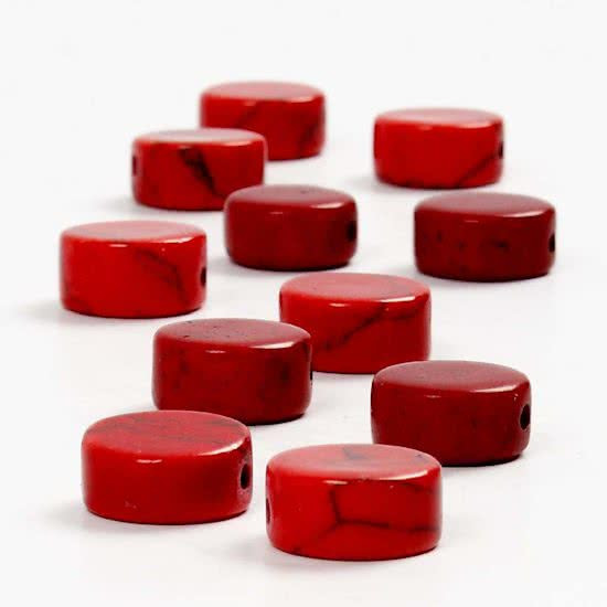 Steen kralen, 12 mm, rood, 1 slag - c.a. 30 stuks