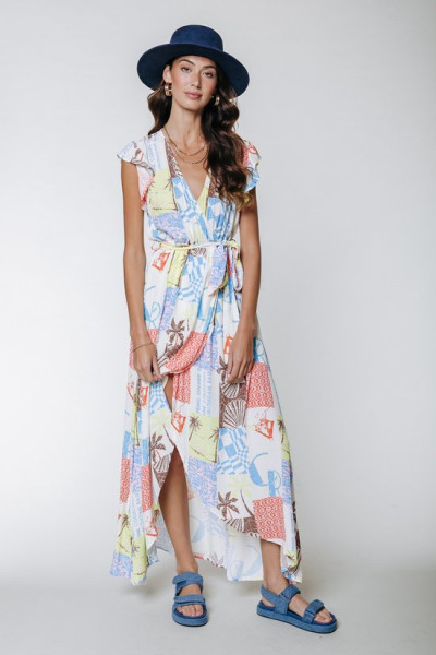 Colourful Rebel Maat L Elva Patchwork Maxi Dress