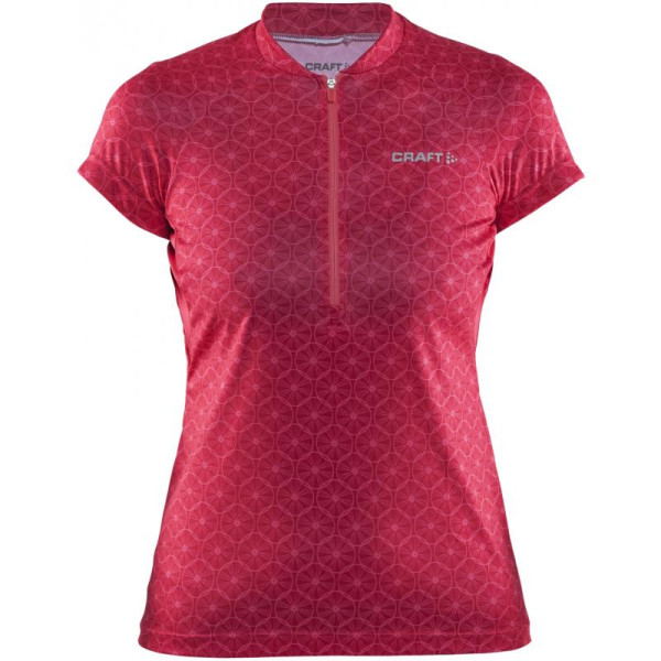 Craft Velo Graphic Jersey - Maat M - Dames Fietsshirt korte mouwen Rood