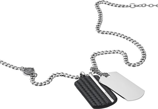 Diesel Double Dog tag Mannen Collier DX1040040 - Staal 60 cm