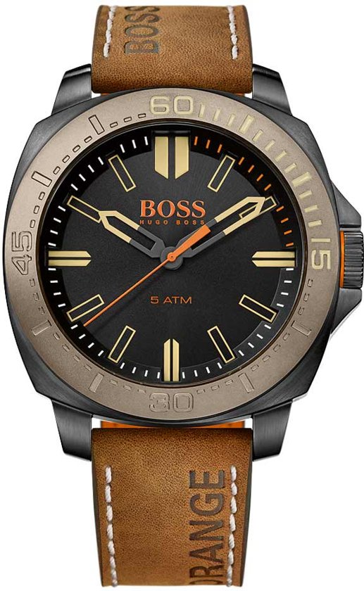 Hugo Boss Orange horloge heren - bruin - edelstaal PVD zwart - 46 mm