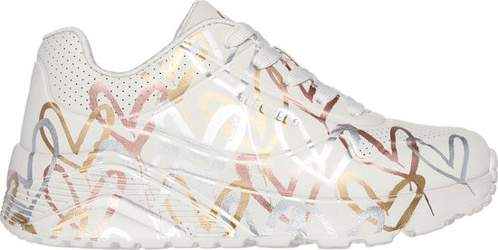 Skechers Uno Lite - maat 29 - Metallic Love Meisjes Sneakers - Crème/Multicolour