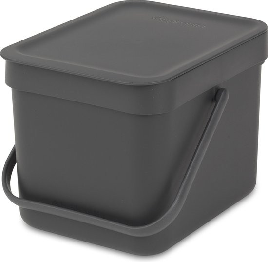 Brabantia Sort & Go Prullenbak - 6 liter - Dark Grey