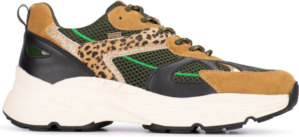 Posh by Poelman AYOKI - maat 37 - Dames Sneakers - Zwart met bruine combinatie