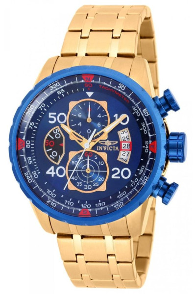 Invicta Aviator 19173 Heren Horloge - Waterdicht - Analoog - Quartz Uurwerk - Roestvrij Staal met bl
